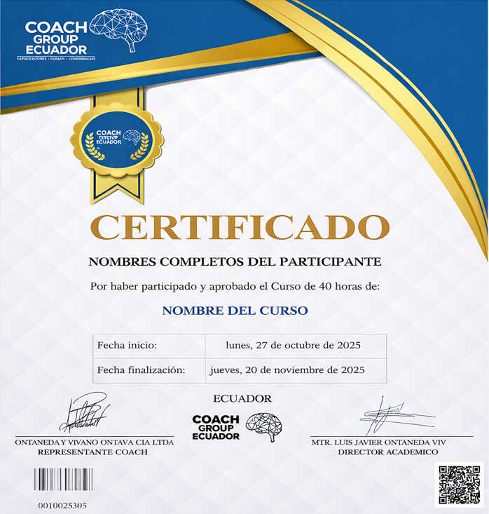 Ejemplo de Certificado Coach Group Ecuador