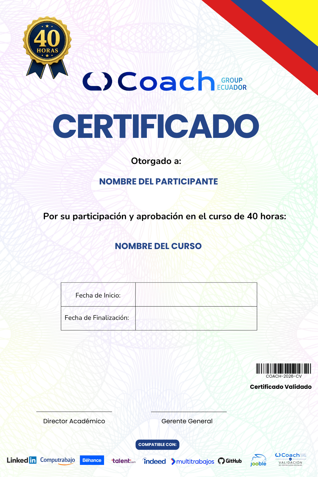 Certificado de 40 Horas